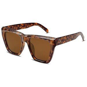 Fashion Oversized Square Polarized Sunglasses , Dark Tortoise